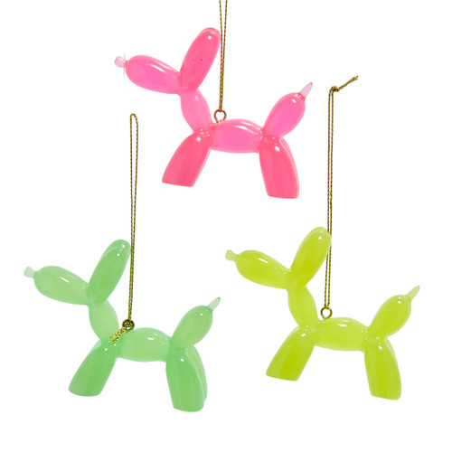 Glow-In-The-Dark Dog Balloon Ornaments, 3 Assorted 