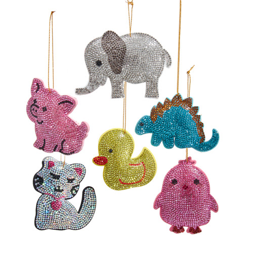 Bedazzled Animal Ornaments, 5 Assorted