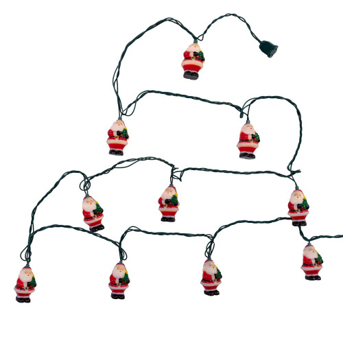 9' UL 10L Clear LED Santa With Christmas Tree Light Set 