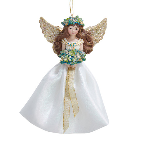Gold, Blue & Green Contemporary Angel Ornaments, 2 Assorted