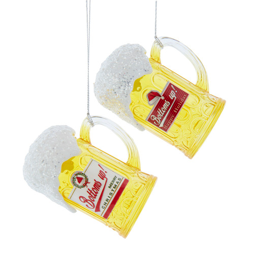 "Bottoms Up" Beer Ornaments, 2 Assorted