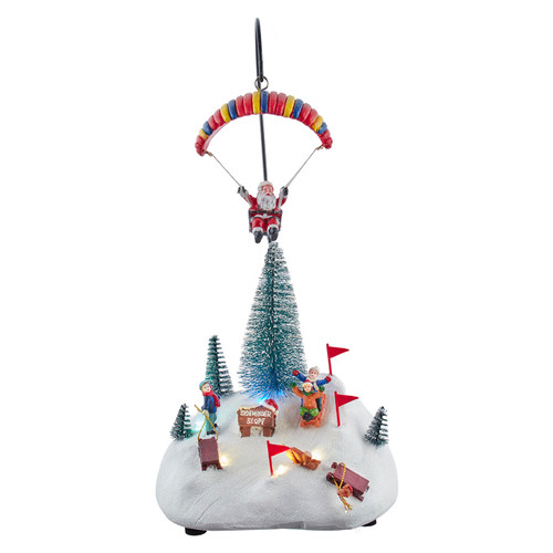 13.2" Musical LED Parachute Santa & Skiing Scene Table Piece