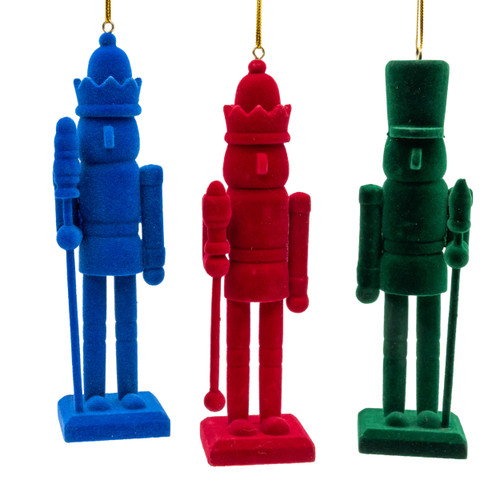 6" Flocked Nutcracker Ornaments, 3 Assorted