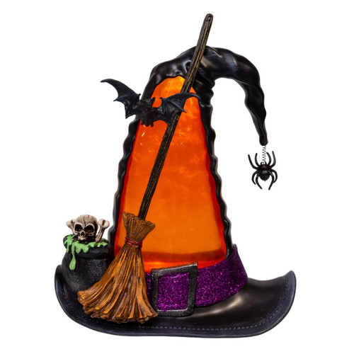 10" Battery Operated LED Halloween Hat With Spinning Glitter Water