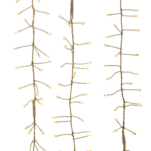 7.87' 240L Warm White Twinkle Micro LED Gold Wire Cluster Garland 