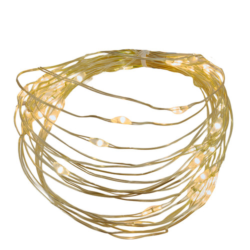 Battery Operated 50L Classic White & Warm White Micro LED Gold Wire Light Set