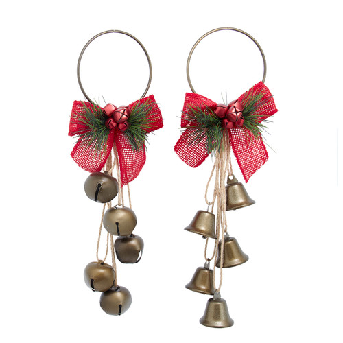 Jingle Bells With Red Bow Door Hangers, 2 Assorted