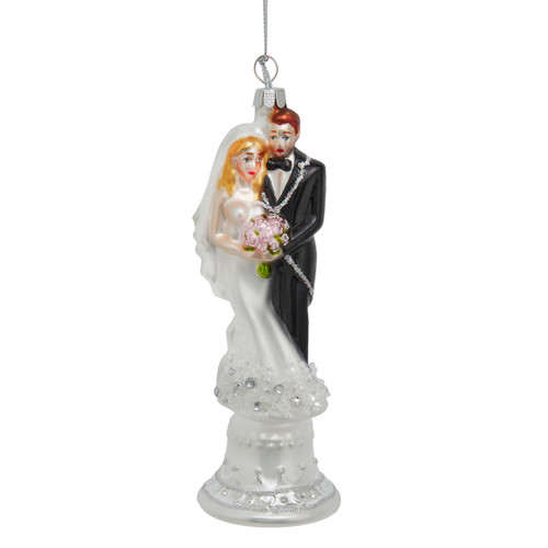 Glass Bride & Groom Cake Topper Ornament