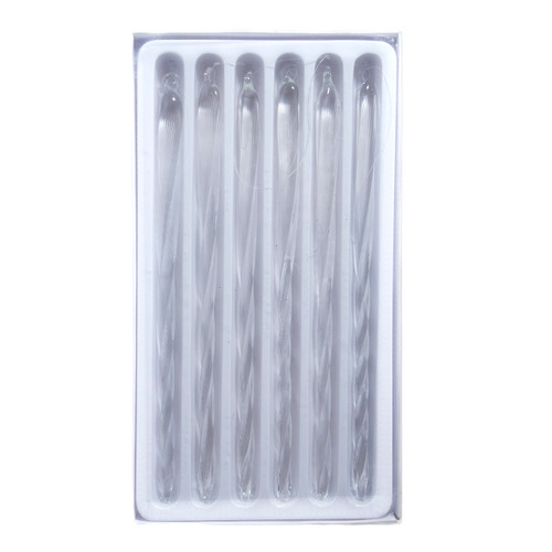 Glass Clear Twist Icicle Ornaments, 6-Piece Box