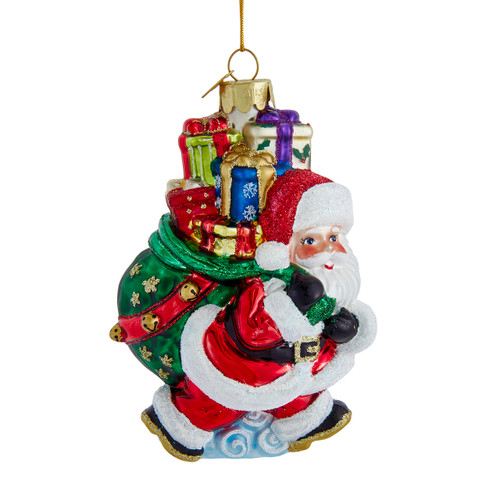 Noble Gems™ Glass Santa With Presents Ornament
