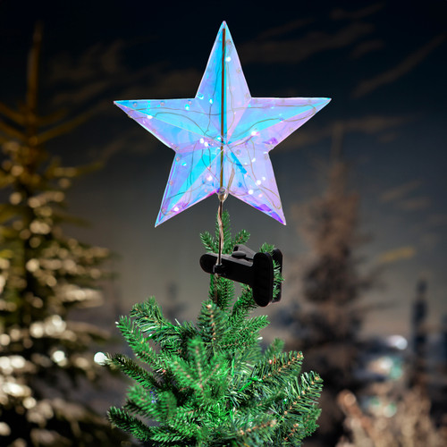 13.25“ 15L RGB LED Magical Iridescence Holographic Star Treetop + Remote