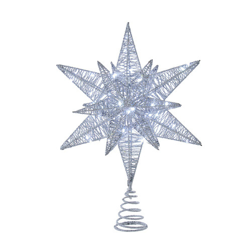 15“ Twinkling LED Silver Starburst Treetop