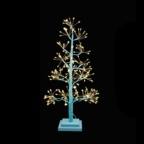 2' Pre-Lit Warm White Fairy LED USB Blue Twig Tree