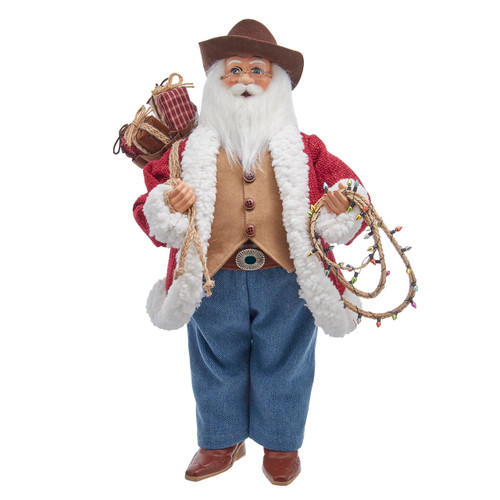 18" KSA Kringles Western Santa With Bag & Lasso