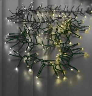 33' 1000L Variable White LED Multifunction Green Wire Cluster Garland + Remote