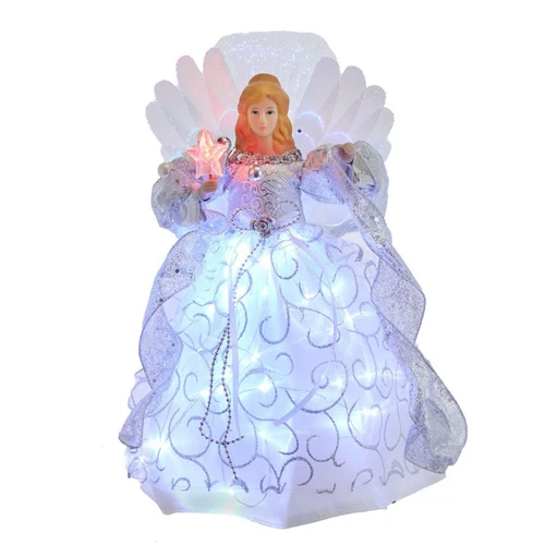 12“ UL 30L Fairy LED Fiber Optic Silver Angel Treetop