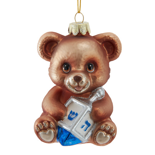 Noble Gems™ Glass Hanukkah Teddy Bear Ornament