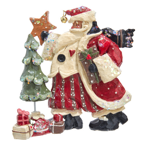 6.75" Snow Town Santa With Tree Table Piece