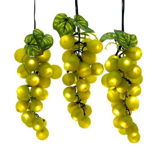 6' 75L Large Green Grape Cluster LED Light Set With Green Wire