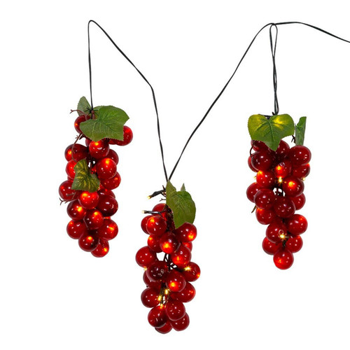 6' 75L Large Purple Grape Cluster LED Light Set With Green Wire
