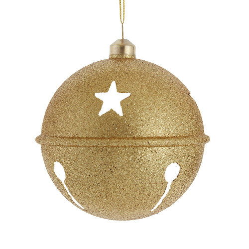 Gold Glitter Jingle Bell Ornament