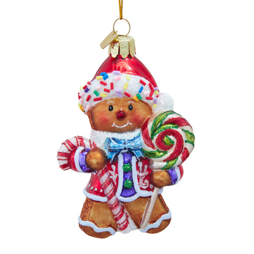 Noble Gems™ Glass Candy Gingerbread Man Ornament