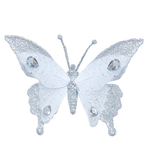 Silver Butterfly Clip-On Ornament