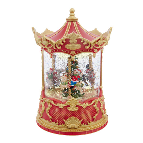 8.5" Battery Operated Lighted USB Carousel & Swirling Glitter Lantern