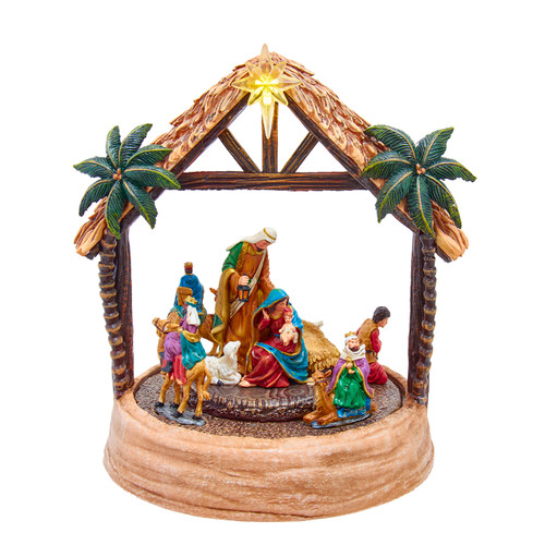 8.25" Battery Operated Lighted USB Nativity Table Piece