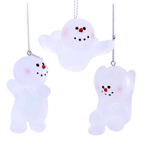 Frosted Acrylic Snowman Ornaments, 3 Assorted