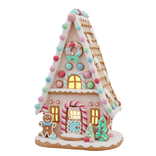 13" Battery Operated LED Lighted Gingerbread House With Gingerbread Man