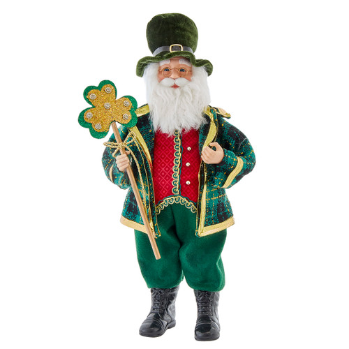 18" KSA Kringles Irish Santa With Shamrock Staff