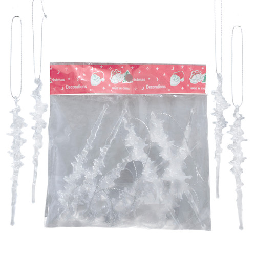 Silver Icicle Ornaments, 12-Piece Set