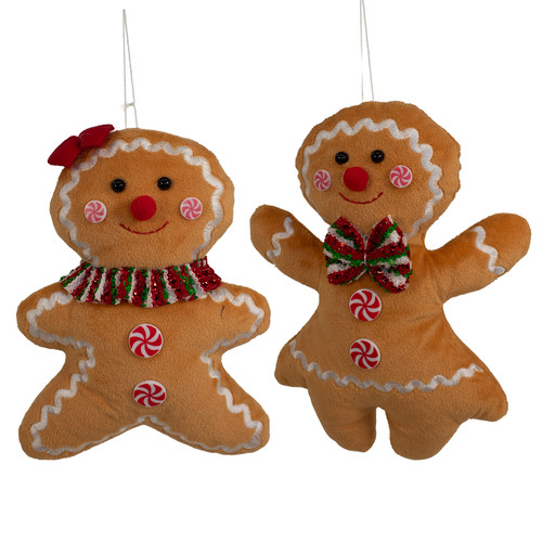 Felt Gingerbread Boy & Firl Ornaments, 2 Assorted