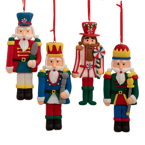 Traditional Christmas Nutcracker Soldier Ornaments, 4 Assorted