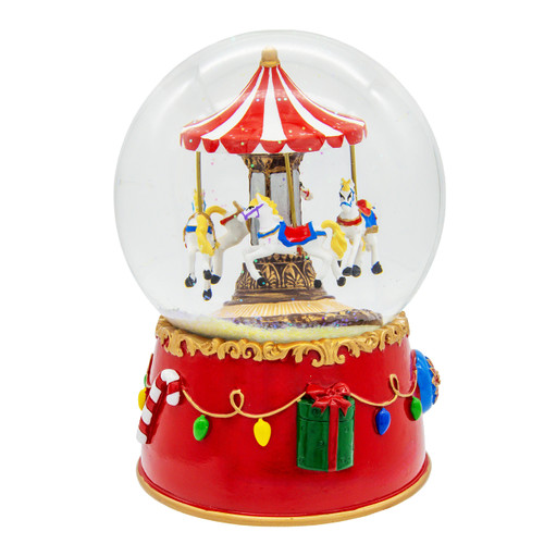 120MM Wind-Up Musical Revolving Carousel Water Globe 