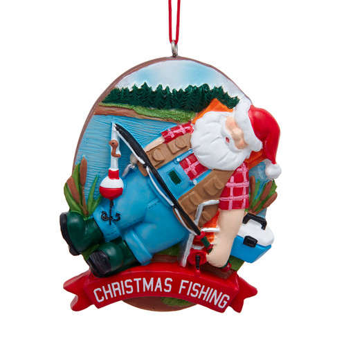 "Christmas Fishing" Santa Ornament
