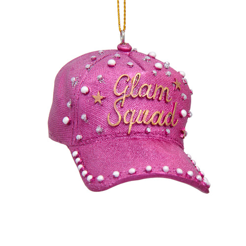 Purple Glittered "Glam Squad" Cap Ornament
