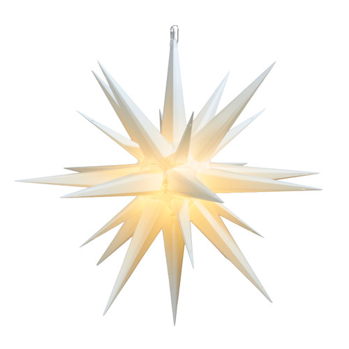 24" Warm White LED White Crackle Moravian Star