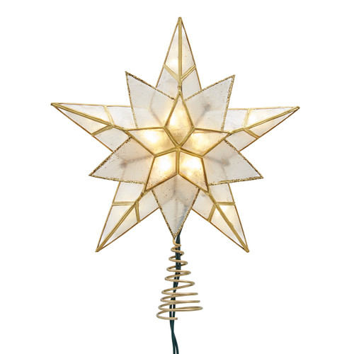 9.84" 10L 5-Point Gold Glittered Capiz Star Treetop 