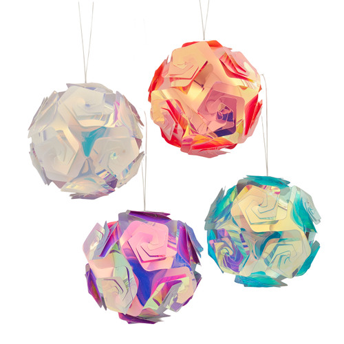 Iridescent Foil Pink, Purple, White & Blue Ball Ornaments, 4-Piece Box