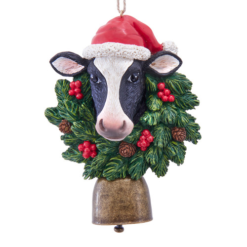 Farm Cow With Cowbell Ornament