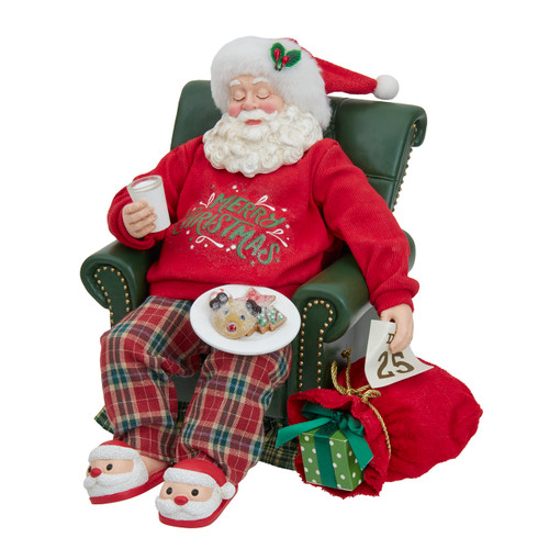 13.5" Fabriché™ Mistletoe Sleeping Santa Table Piece