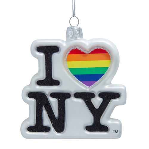 I Love NY® Gay Pride Glass Ornament