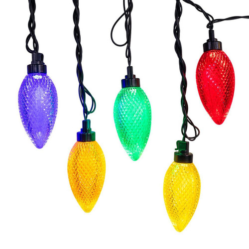 10-Piece Multicolor LED Faceted C9 String Yard Stakes
