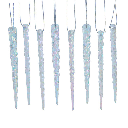 Shatterproof Sivler Icicle Ornaments, 8-Piece Box