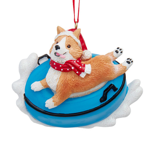 Corgi On Snow Tube Ornament For Personalization 