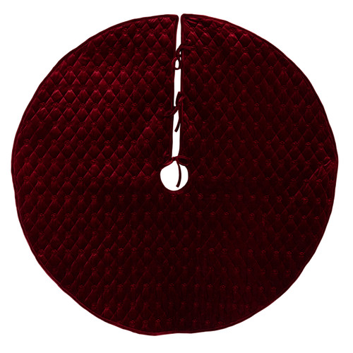 48" Quilted Burgundy Velvet Tree Skirt