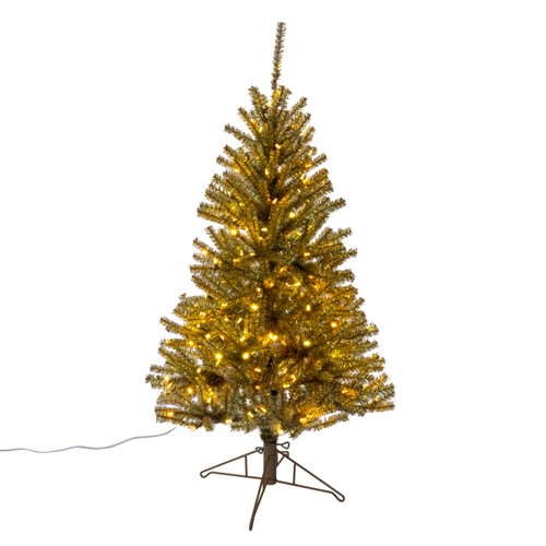 4.5' Pre-Lit Dual-Color LED Iridescent Gold Tree
