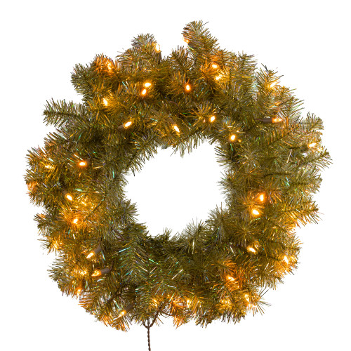 24" 50L LED Dual Color Iridescent Gold Wreath 